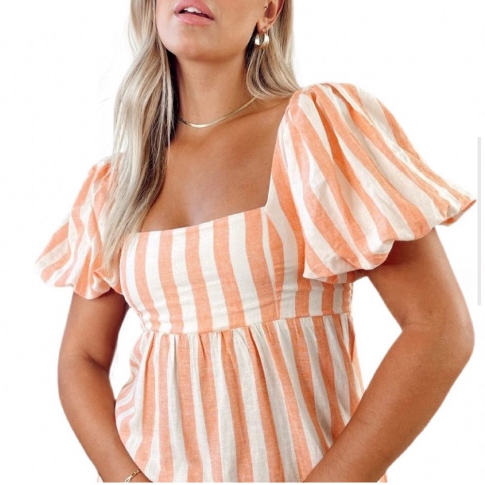Show Me Your MuMu Orange and White Striped Maxi Dress